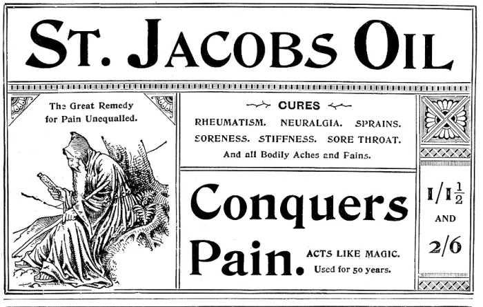 Framed Print : Advertisement for St. Jacobs Oil, 1895. Creator: Unknown Framed Print : Advertisement for St. Jacobs Oil, 1895. Creator: Unknown
