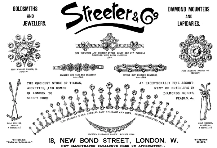 Framed Print : Advertisement for Streeter & Co. Goldsmiths and Jewellers, 1895. Creator: Unknown Framed Print : Advertisement for Streeter & Co. Goldsmiths and Jewellers, 1895. Creator: Unknown