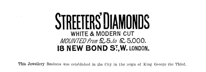 Framed Print : Advertisement for Streeters Diamonds, 1890. Creator: Unknown Framed Print : Advertisement for Streeters Diamonds, 1890. Creator: Unknown