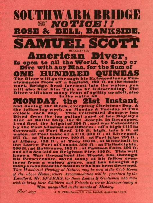 Framed Print : Advertisement for stunt shows by Samuel Scott, 1840, (1948). Creator: Unknown Framed Print : Advertisement for stunt shows by Samuel Scott, 1840, (1948). Creator: Unknown