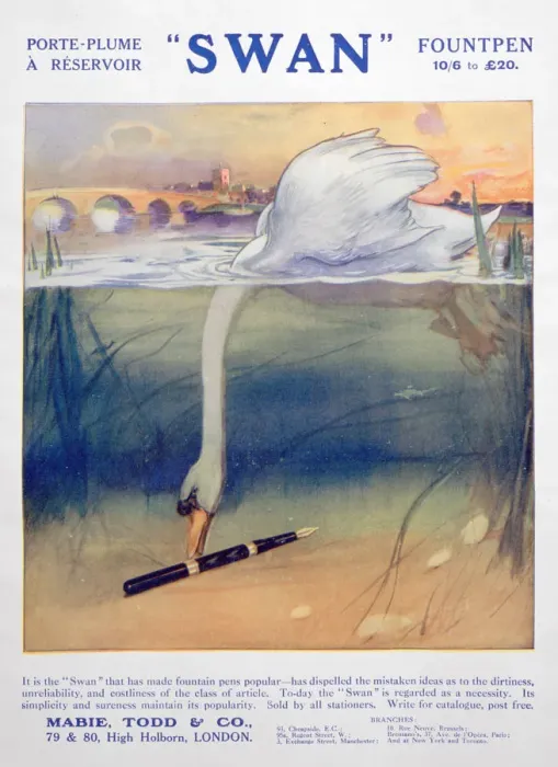 Framed Print : Advert for Swan fountain pens, c1906 Framed Print : Advert for Swan fountain pens, c1906