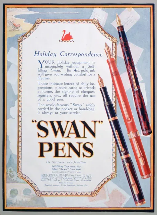 Framed Print : Advert for Swan pens, 1906 Framed Print : Advert for Swan pens, 1906