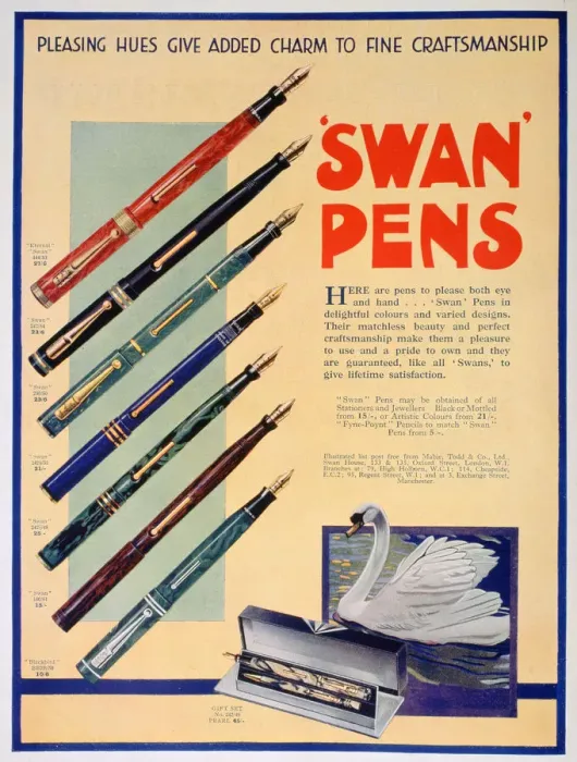 Framed Print : Advert for Swan pens, 1931 Framed Print : Advert for Swan pens, 1931