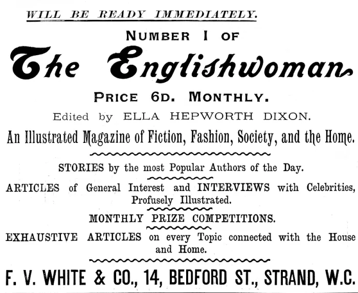 Framed Print : Advertisement for 'The Englishwoman' magazine, 1895. Creator: Unknown Framed Print : Advertisement for 'The Englishwoman' magazine, 1895. Creator: Unknown