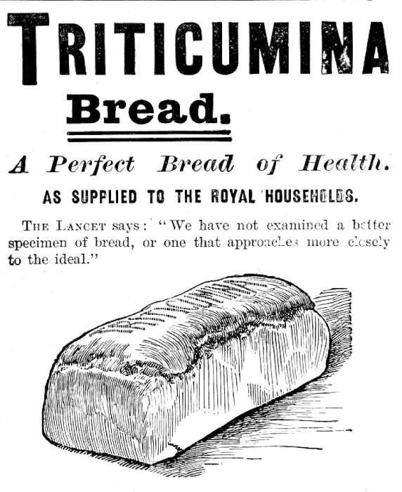 Framed Print : Advertisement for Triticumina Bread, 1895. Creator: Unknown Framed Print : Advertisement for Triticumina Bread, 1895. Creator: Unknown