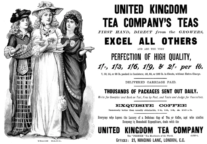 Framed Print : Advertisement for the United Kingdom Tea Company, 1895. Creator: Unknown Framed Print : Advertisement for the United Kingdom Tea Company, 1895. Creator: Unknown