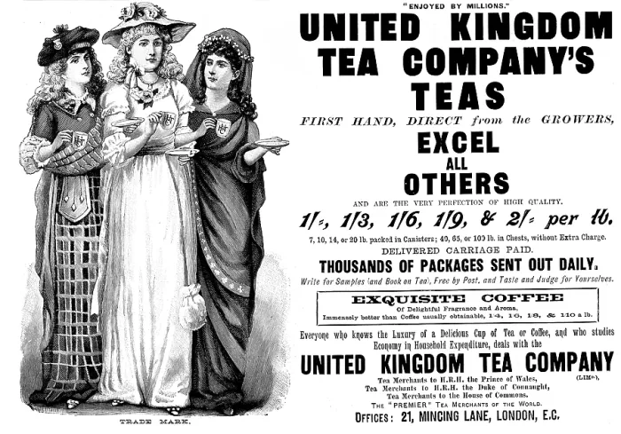 Framed Print : Advertisement for the United Kingdom Tea Company, 1895. Creator: Unknown Framed Print : Advertisement for the United Kingdom Tea Company, 1895. Creator: Unknown