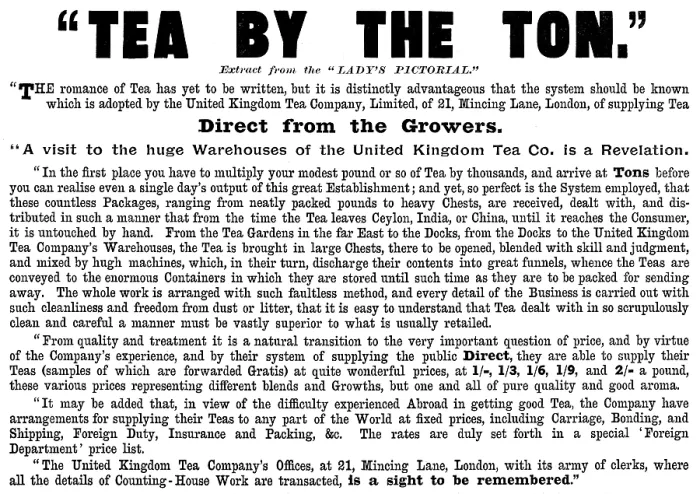 Framed Print : Advertisement for the United Kingdom Tea Company, 1895. Creator: Unknown Framed Print : Advertisement for the United Kingdom Tea Company, 1895. Creator: Unknown