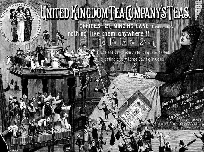 Framed Print : Advertisement for United Kingdom Tea Company's Teas, 1890. Creator: Unknown Framed Print : Advertisement for United Kingdom Tea Company's Teas, 1890. Creator: Unknown