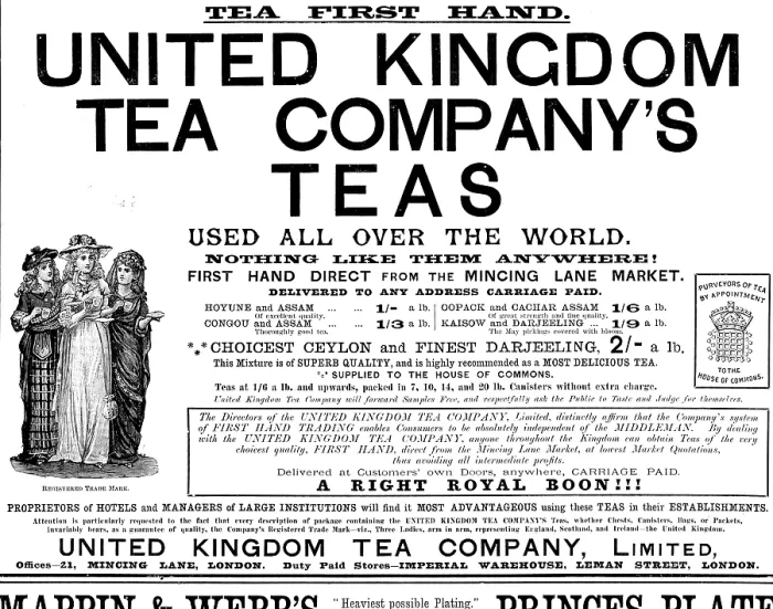 Framed Print : Advertisement for United Kingdom Tea Company's Teas, 1890. Creator: Unknown