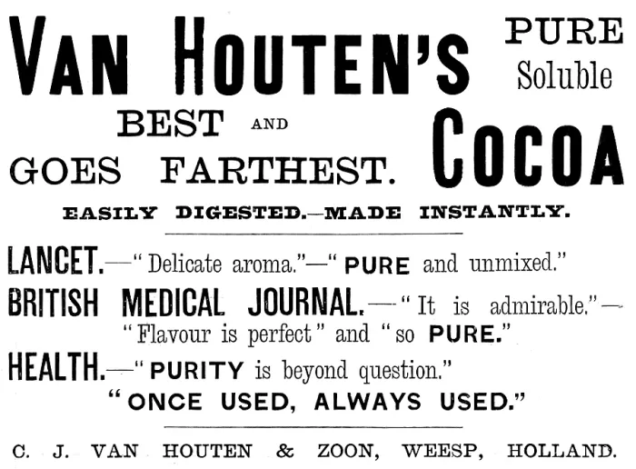 Framed Print : Advertisement for Van Houten's Cocoa, 1890. Creator: Unknown Framed Print : Advertisement for Van Houten's Cocoa, 1890. Creator: Unknown