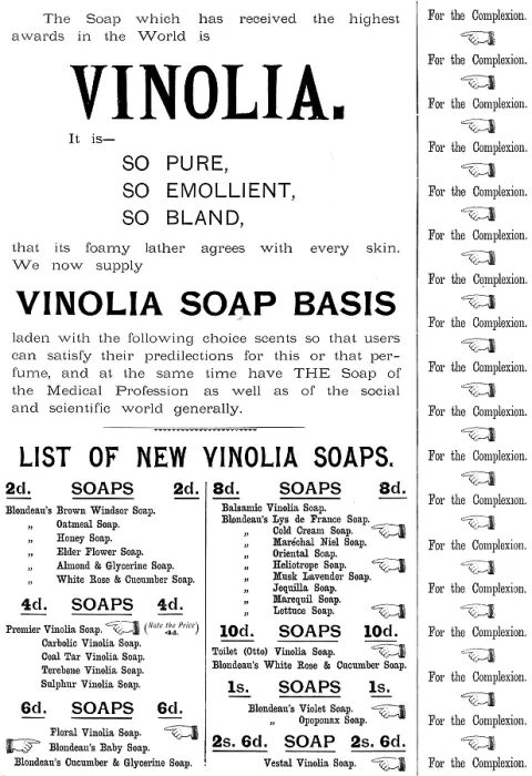 Framed Print : Advertisement for Vinolia Soap, 1895. Creator: Unknown Framed Print : Advertisement for Vinolia Soap, 1895. Creator: Unknown