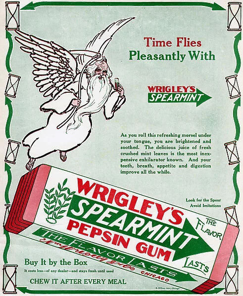 Advert for Wrigleys Spearmint Pepsin Gum, 1913