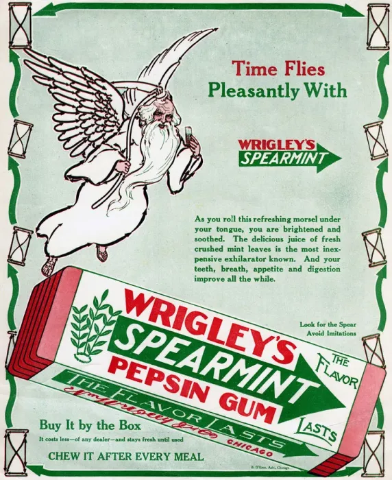 Framed Print : Advert for Wrigleys Spearmint Pepsin Gum, 1913 Framed Print : Advert for Wrigleys Spearmint Pepsin Gum, 1913