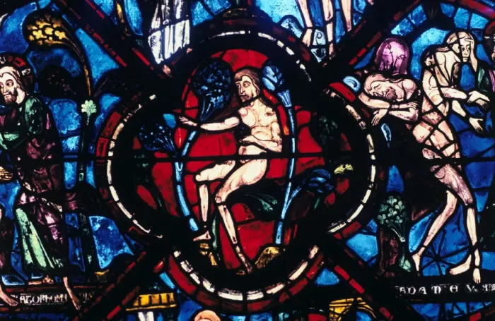 Framed Print : Adam in Eden, stained glass, Chartres Cathedral, France, 1205-1215 Framed Print : Adam in Eden, stained glass, Chartres Cathedral, France, 1205-1215