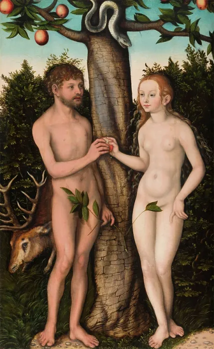 Framed Print : Adam and Eve, 1528. Creator: Lucas Cranach the Elder Framed Print : Adam and Eve, 1528. Creator: Lucas Cranach the Elder