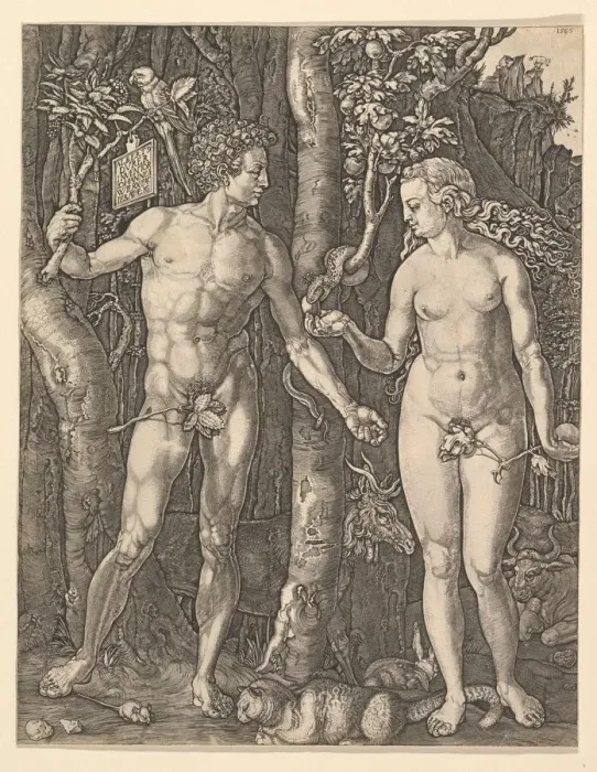 Framed Print : Adam and Eve, 1566. Creator: Jan Wierix Framed Print : Adam and Eve, 1566. Creator: Jan Wierix