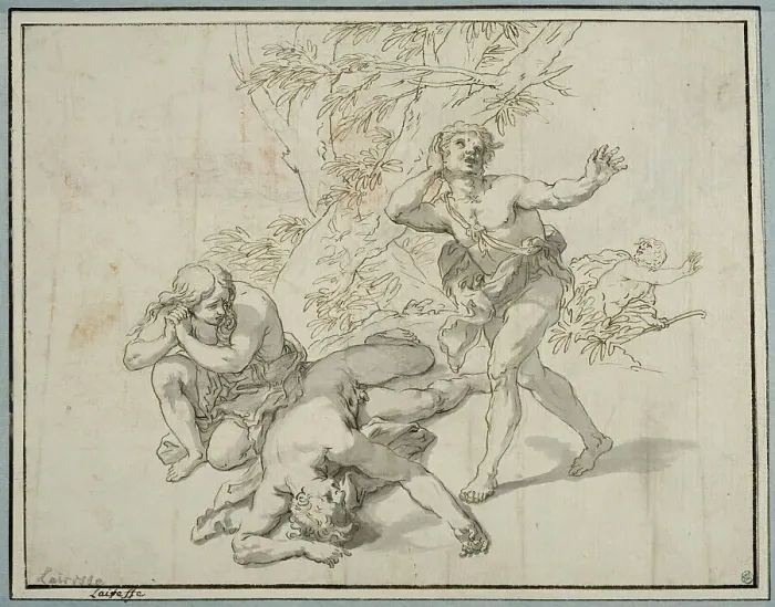 Framed Print : Adam and Eve at Abel's dead body. Creator: Gerard de Lairesse Framed Print : Adam and Eve at Abel's dead body. Creator: Gerard de Lairesse