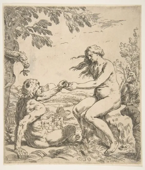 Framed Print : Adam and Eve, ca. 1639. Creator: Simone Cantarini Framed Print : Adam and Eve, ca. 1639. Creator: Simone Cantarini