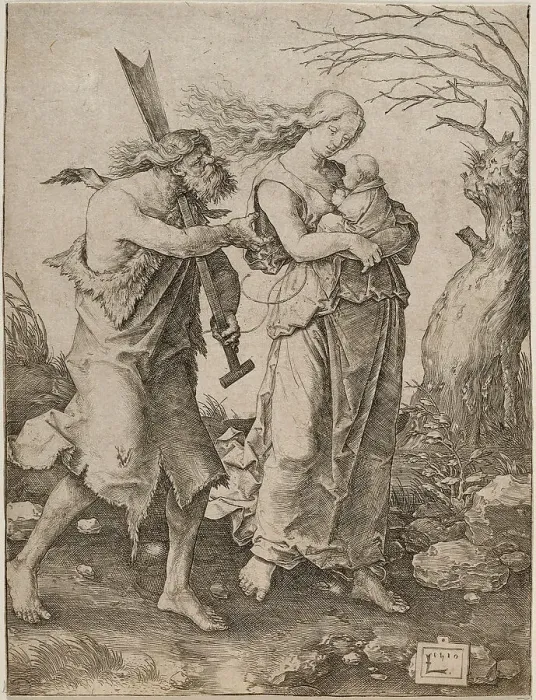 Framed Print : Adam and Eve with Cain, 1510. Creator: Leyden; Lucas; van (1489 / 94-1533) Framed Print : Adam and Eve with Cain, 1510. Creator: Leyden; Lucas; van (1489 / 94-1533)