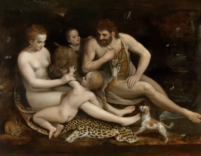 Framed Print : Adam and Eve and their Children, c1540-1570. Creator: Frans Floris Framed Print : Adam and Eve and their Children, c1540-1570. Creator: Frans Floris