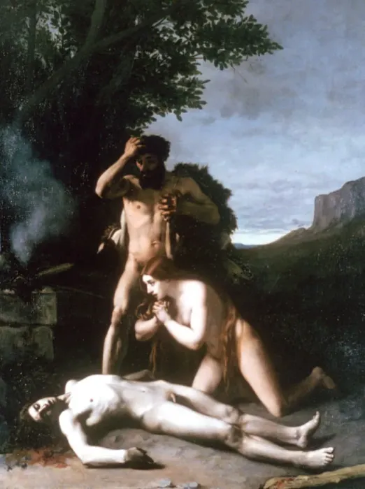 Framed Print : Adam and Eve finding the Body of Abel, 1858. Artist: Jean Jacques Henner Framed Print : Adam and Eve finding the Body of Abel, 1858. Artist: Jean Jacques Henner