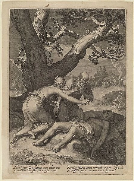 Adam and Eve Lamenting over the Corpse of Abel, 1604. Creator: Jan Saenredam