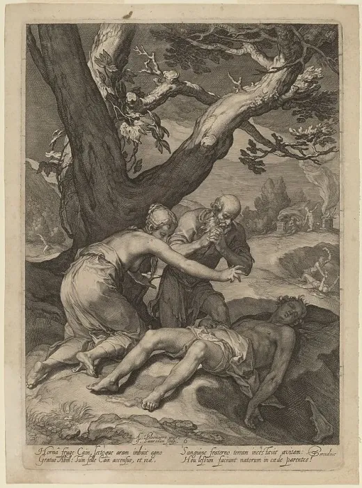 Framed Print : Adam and Eve Lamenting over the Corpse of Abel, 1604. Creator: Jan Saenredam Framed Print : Adam and Eve Lamenting over the Corpse of Abel, 1604. Creator: Jan Saenredam