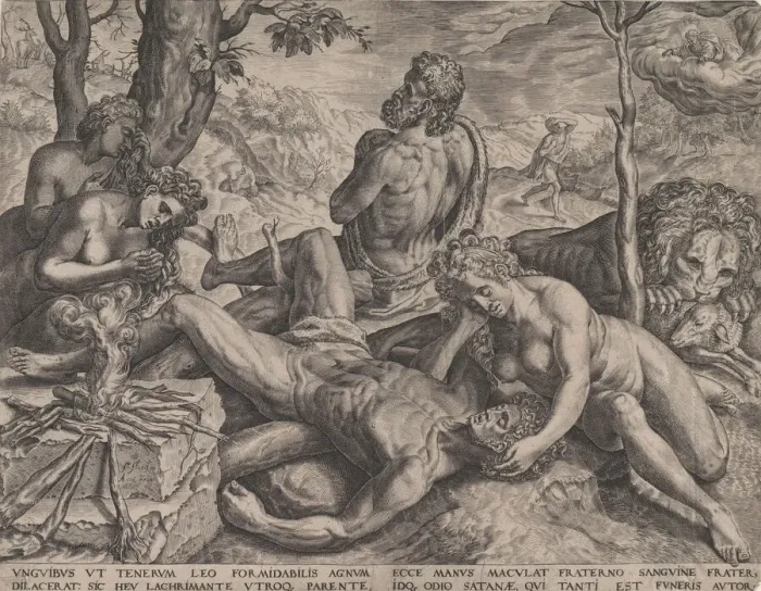 Framed Print : Adam and Eve Lamenting the Death of Abel, 1564. Creator: Cornelis Cort Framed Print : Adam and Eve Lamenting the Death of Abel, 1564. Creator: Cornelis Cort