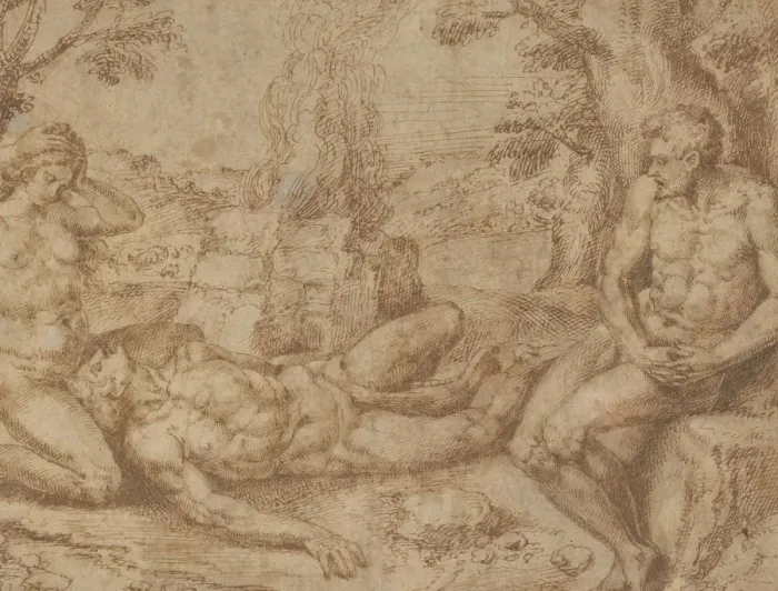 Framed Print : Adam and Eve Mourning the Death of Abel, ca. 1576. Creator: Michiel Coxie Framed Print : Adam and Eve Mourning the Death of Abel, ca. 1576. Creator: Michiel Coxie