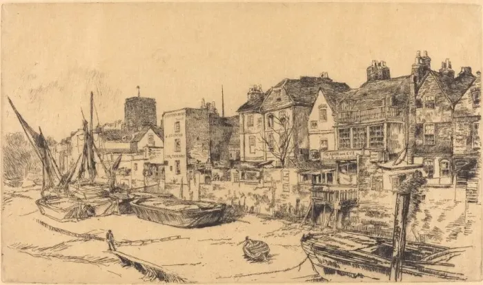 Framed Print : The Adam and Eve, Old Chelsea, 1878. Creator: James Abbott McNeill Whistler Framed Print : The Adam and Eve, Old Chelsea, 1878. Creator: James Abbott McNeill Whistler