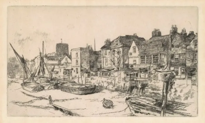 Framed Print : The Adam and Eve, Old Chelsea, 1878. Creator: James Abbott McNeill Whistler Framed Print : The Adam and Eve, Old Chelsea, 1878. Creator: James Abbott McNeill Whistler