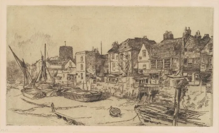 Framed Print : The Adam and Eve, Old Chelsea, 1878. Creator: James Abbott McNeill Whistler Framed Print : The Adam and Eve, Old Chelsea, 1878. Creator: James Abbott McNeill Whistler