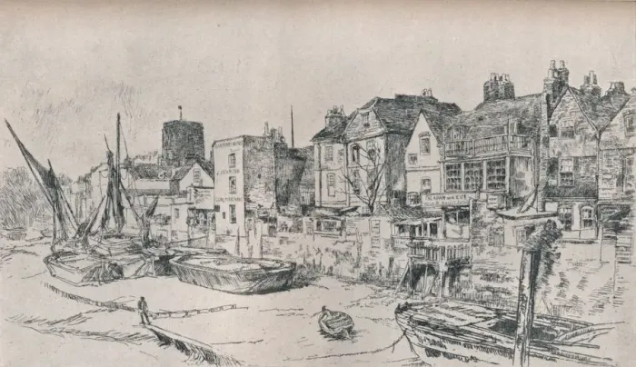 Framed Print : Adam and Eve: Old Chelsea, 1879, (1903). Artist: James Abbott McNeill Whistler Framed Print : Adam and Eve: Old Chelsea, 1879, (1903). Artist: James Abbott McNeill Whistler