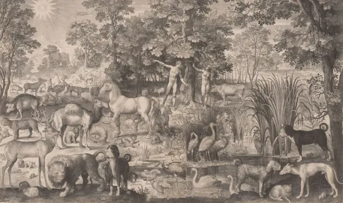 Framed Print : Adam and Eve in Paradise, 1631. 1631. Creator: Nicolaes de Bruyn Framed Print : Adam and Eve in Paradise, 1631. 1631. Creator: Nicolaes de Bruyn