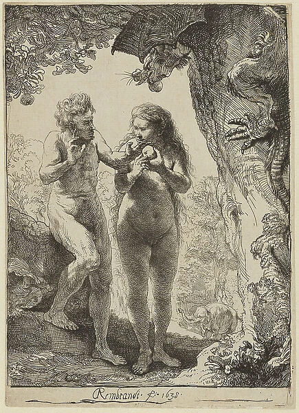 Adam and Eve in Paradise, 1638. Creator: Rembrandt Harmensz van Rijn