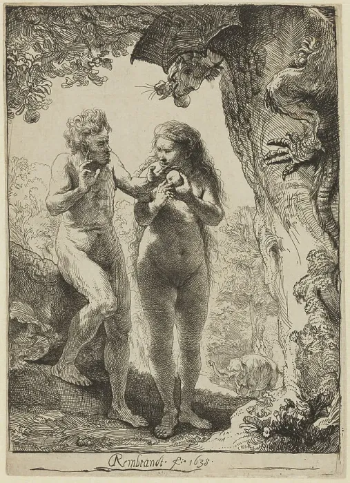Framed Print : Adam and Eve in Paradise, 1638. Creator: Rembrandt Harmensz van Rijn