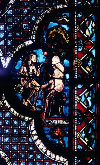 Framed Print : Adam and Eve, stained glass, Chartres Cathedral, France, 1205-1215 Framed Print : Adam and Eve, stained glass, Chartres Cathedral, France, 1205-1215