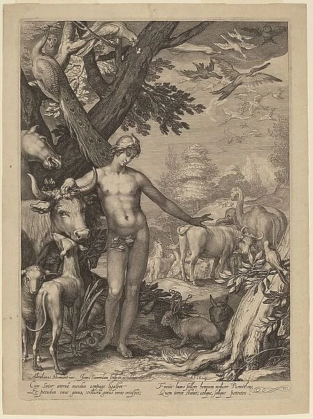 Adam Naming the Animals, 1604. Creator: Jan Saenredam