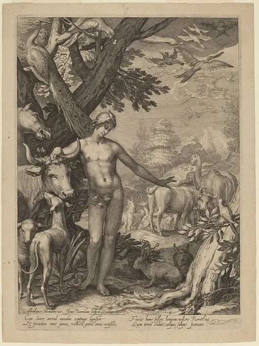 Framed Print : Adam Naming the Animals, 1604. Creator: Jan Saenredam Framed Print : Adam Naming the Animals, 1604. Creator: Jan Saenredam