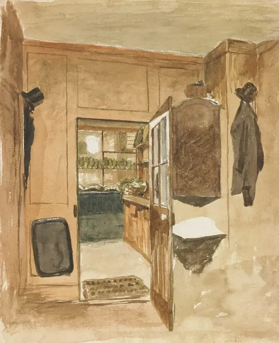 Framed Print : Adams Lodgings, London, 1872-1874. Creator: John Ottis Adams. Adams Lodgings, London, 1872-1874. Creator: John Ottis Adams Framed Print : Adams Lodgings, London, 1872-1874. Creator: John Ottis Adams. Adams Lodgings, London, 1872-1874. Creator: John Ottis Adams