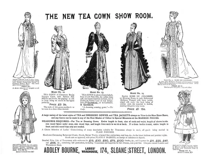 Framed Print : Addley Bourne Ladies Warehouse; The New Tea Gown Show Room, 1891. Creator: Unknown