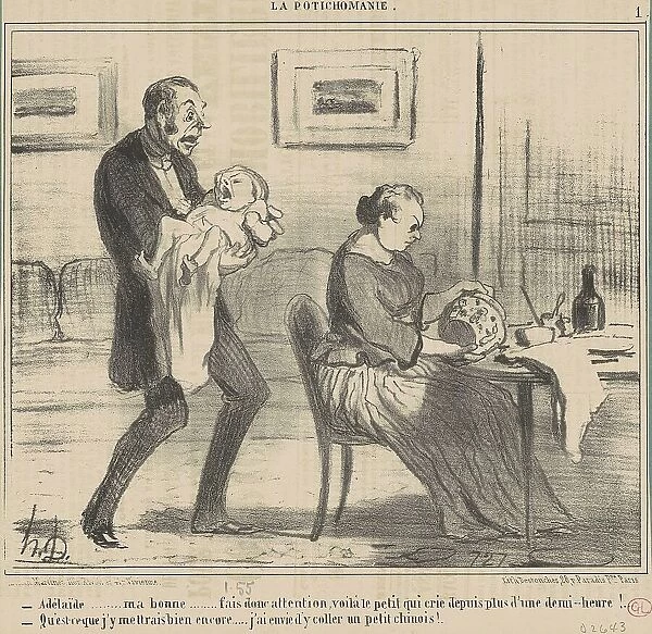 Adélaide... ma bonne... fais donc attention... 19th century. Creator: Honore Daumier