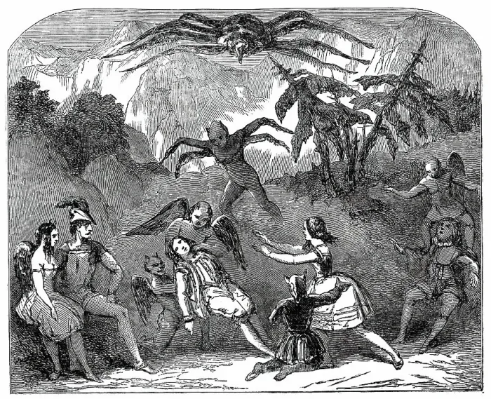 Framed Print : Adelphi - Scene from La Tarantula; or, The Spider King, 1850. Creator: Unknown. Adelphi - Scene from La Tarantula; or, The Spider King, 1850. Creator: Unknown Framed Print : Adelphi - Scene from La Tarantula; or, The Spider King, 1850. Creator: Unknown. Adelphi - Scene from La Tarantula; or, The Spider King, 1850. Creator: Unknown