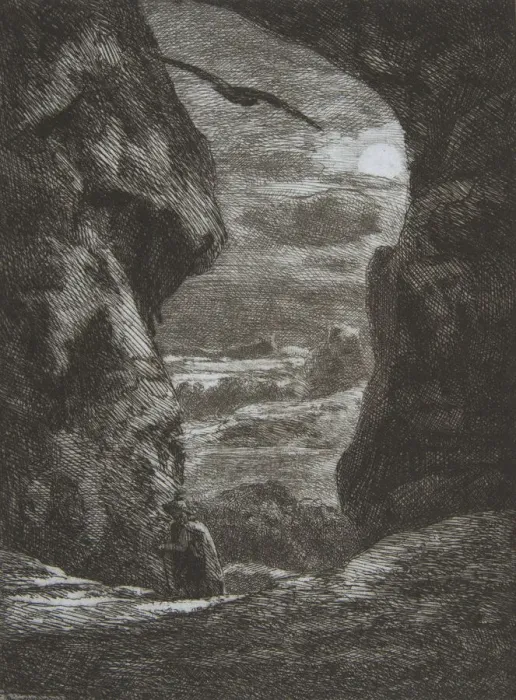 Framed Print : Adieu aux Karpatz, 1857. Creator: Felix Bracquemond Framed Print : Adieu aux Karpatz, 1857. Creator: Felix Bracquemond