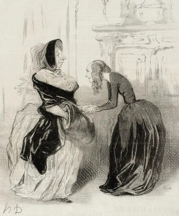 Framed Print : Adieu, ma chère Flora...ne manquez pas.. 1844. Creator: Honore Daumier Framed Print : Adieu, ma chère Flora...ne manquez pas.. 1844. Creator: Honore Daumier