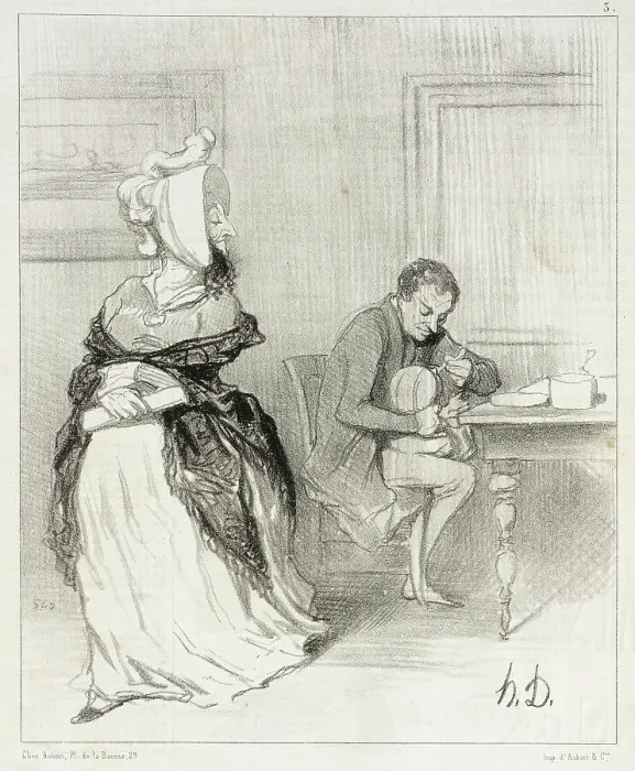 Framed Print : Adieu, mon cher, je vais chez mes éditeurs!... 1844. Creator: Honore Daumier Framed Print : Adieu, mon cher, je vais chez mes éditeurs!... 1844. Creator: Honore Daumier