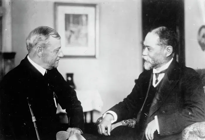 Framed Print : Adm. R.D. Evans and Adm. Yamamota, between c1910 and c1915. Creator: Bain News Service Framed Print : Adm. R.D. Evans and Adm. Yamamota, between c1910 and c1915. Creator: Bain News Service