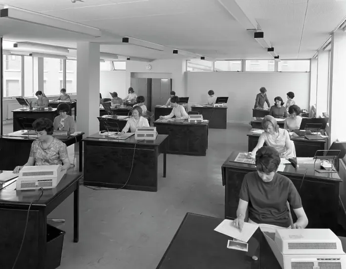 Framed Print : Administration office at Huntsman House, Leeds, West Yorkshire, 1968 Framed Print : Administration office at Huntsman House, Leeds, West Yorkshire, 1968