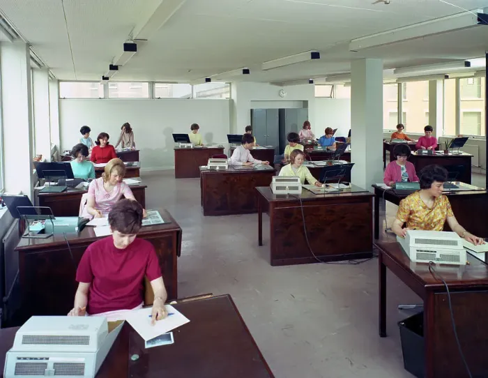 Framed Print : Administration office at Huntsman House, Leeds, West Yorkshire, 1968 Framed Print : Administration office at Huntsman House, Leeds, West Yorkshire, 1968
